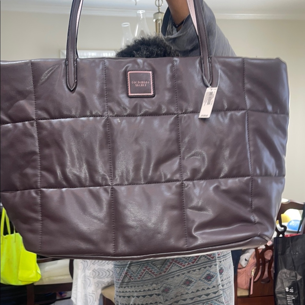 VICTORIA SECRET Quilted Brown Tote Bag BRAND NEW BROWN